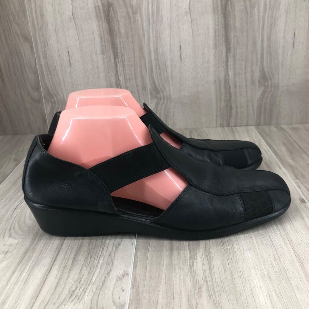 Aerosoles Sandals Womens 10 Black Leather Slip On Close Toe Shoes